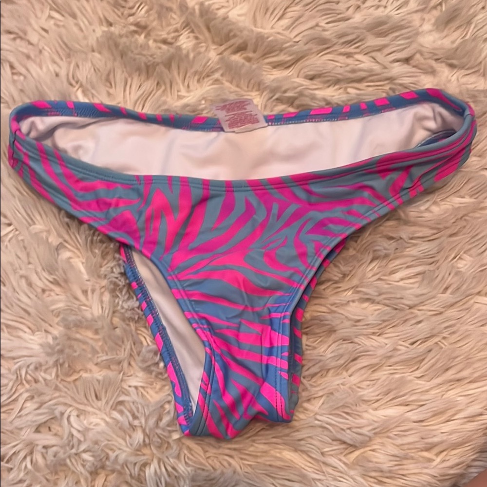 Pink and Blue Zebra Print Bikini Bottom